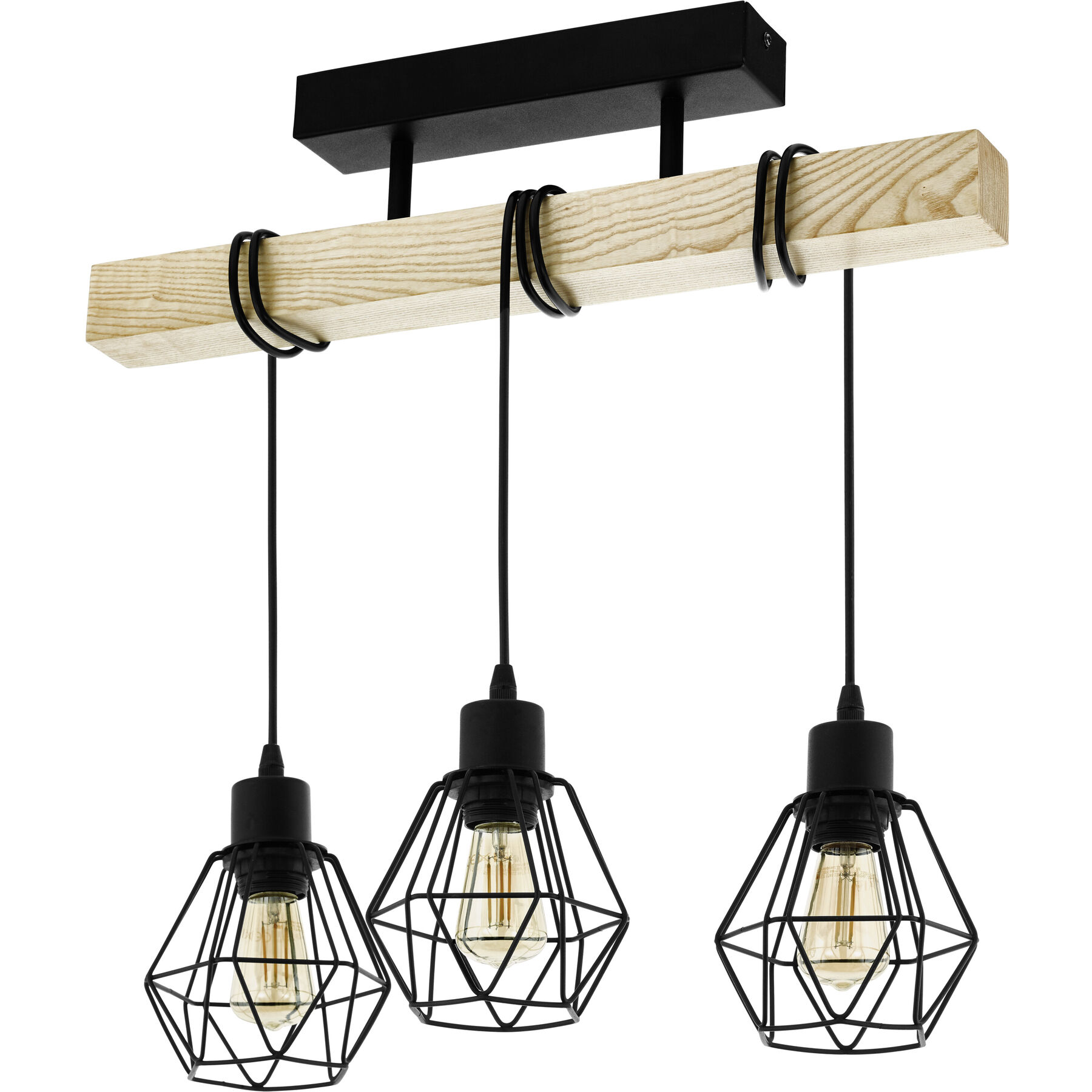 Eglo Deckenlampe Townshend 5 Braun/schwarz Holz/Stahl B 20 cm