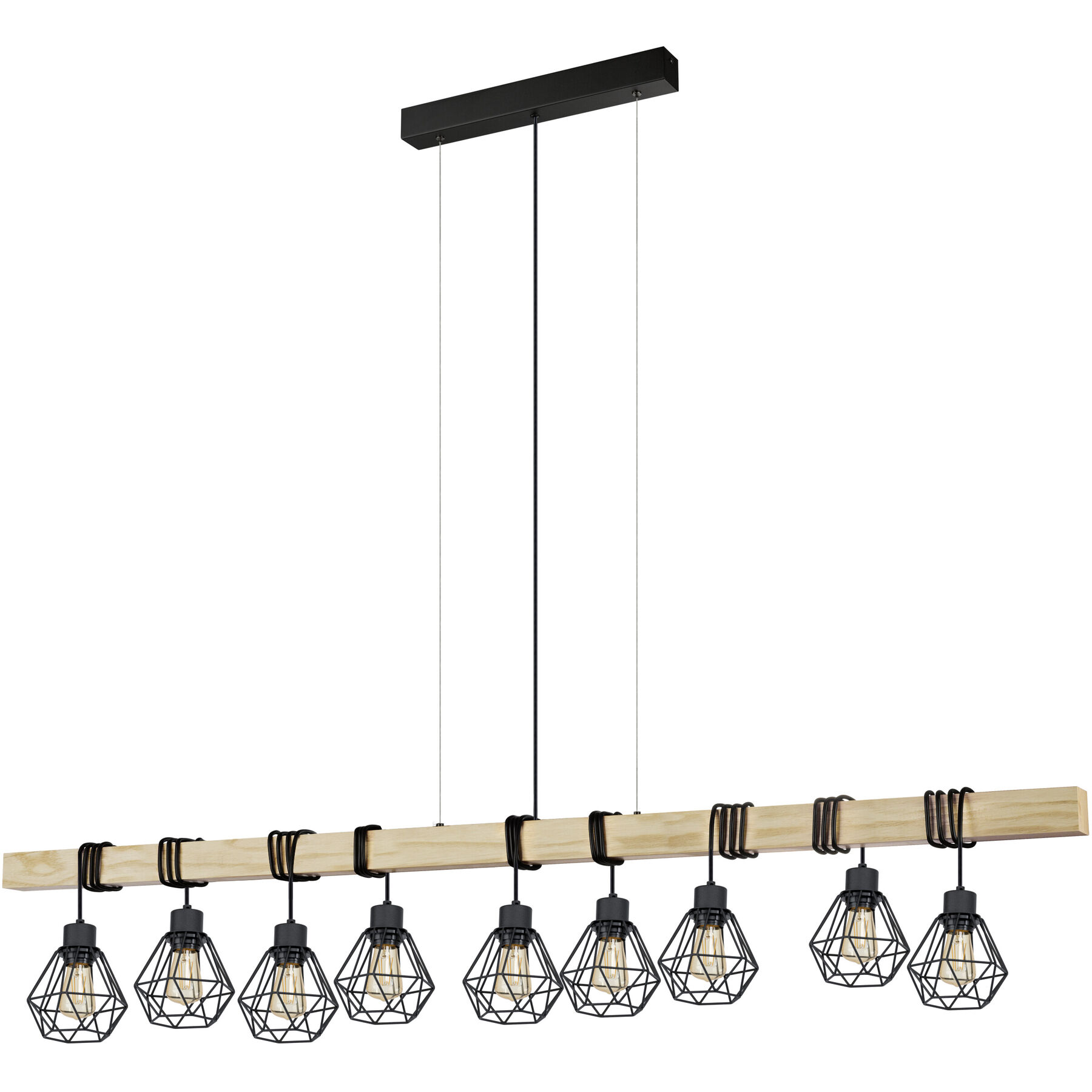 Eglo Pendellampe Townshend 5 Braun/schwarz Holz/Stahl B 20 cm