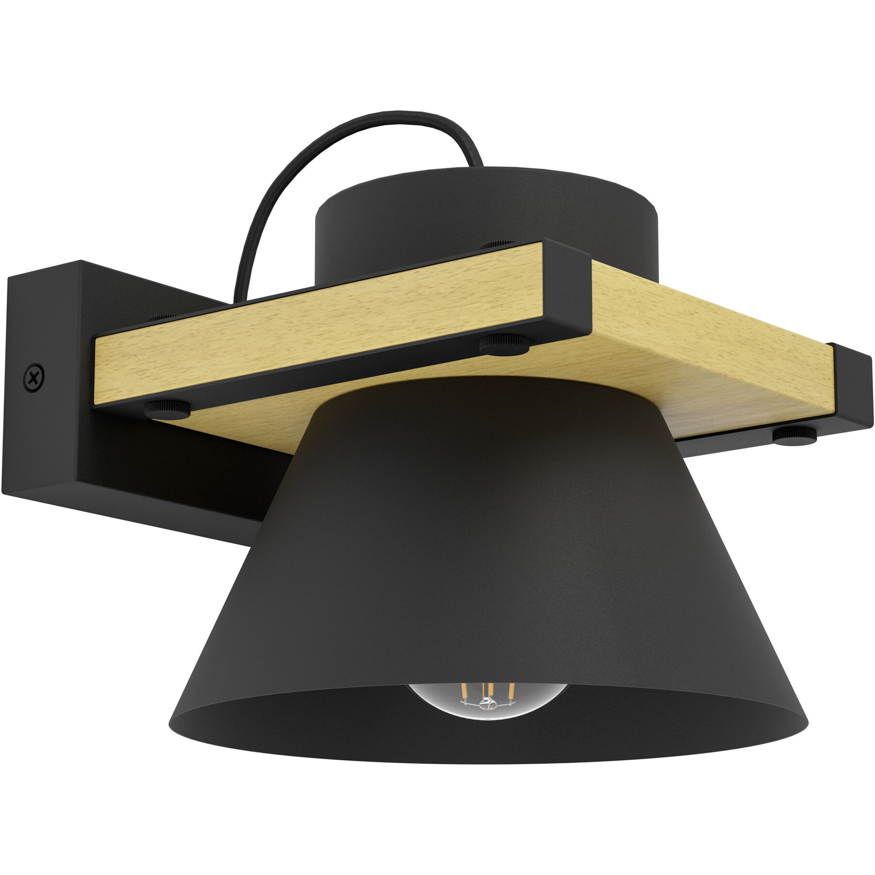 Eglo Wandlampe Maccles Schwarz, braun Holz/Stahl B 20 cm
