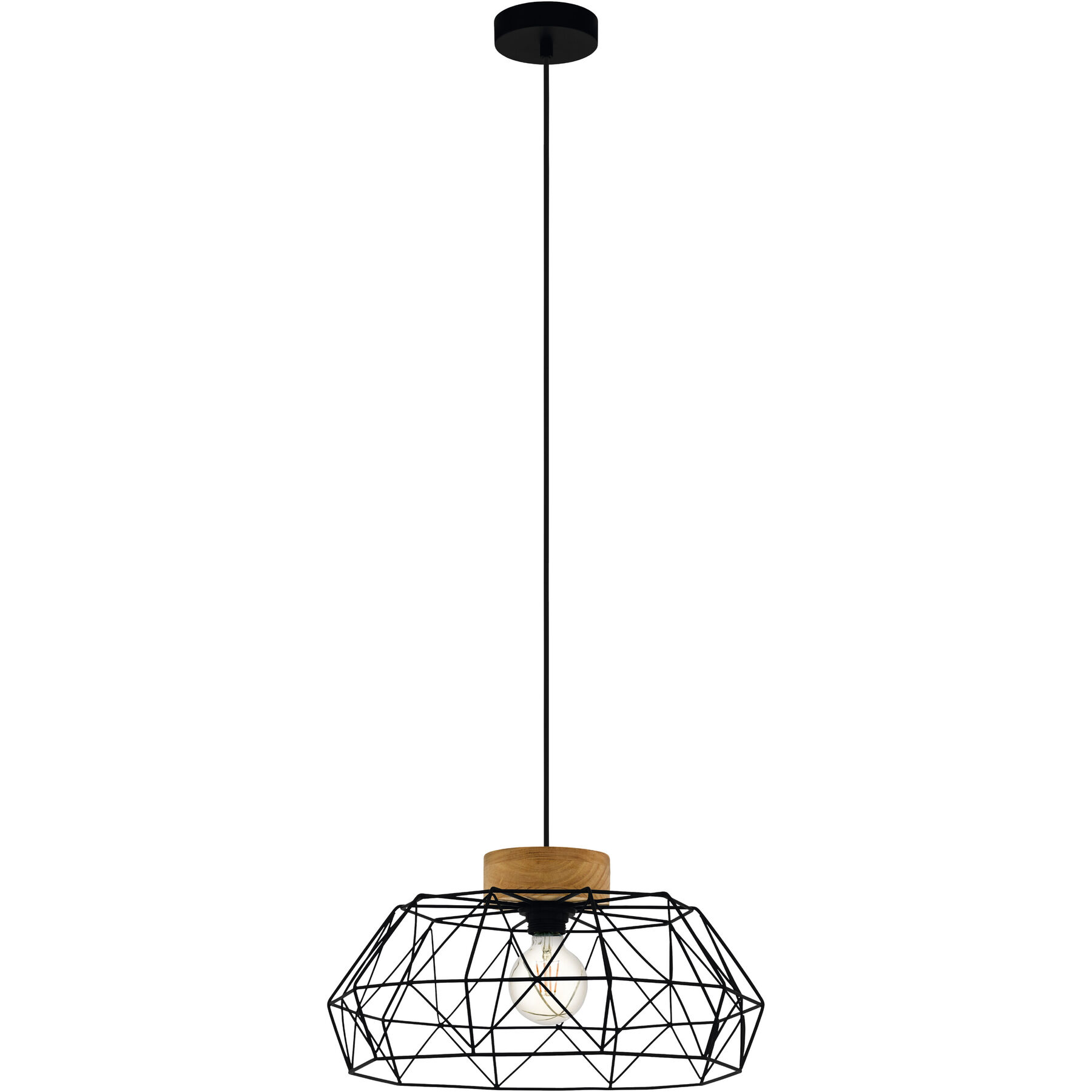 Eglo Pendellampe Padstow Natur/schwarz Holz/Stahl B 45.5 cm