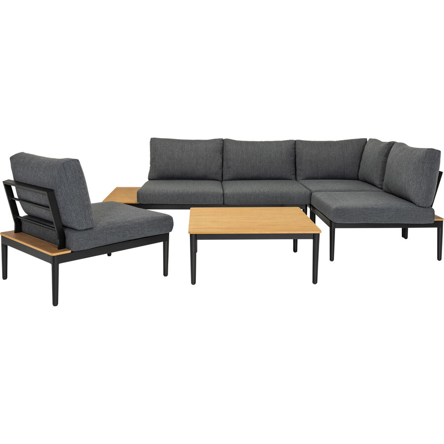 Gartenlounge Florida Grau/Braun/Schwarz Aluminium/Stahl T 148.5 H 65 cm – Farbe: anthrazit – Gartenlounge – Wetterfeste Gartenmöbel & Accessoires