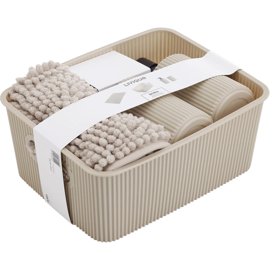 Badezimmer-Set Bora Beige Polyester 25.3 cm 10 cm