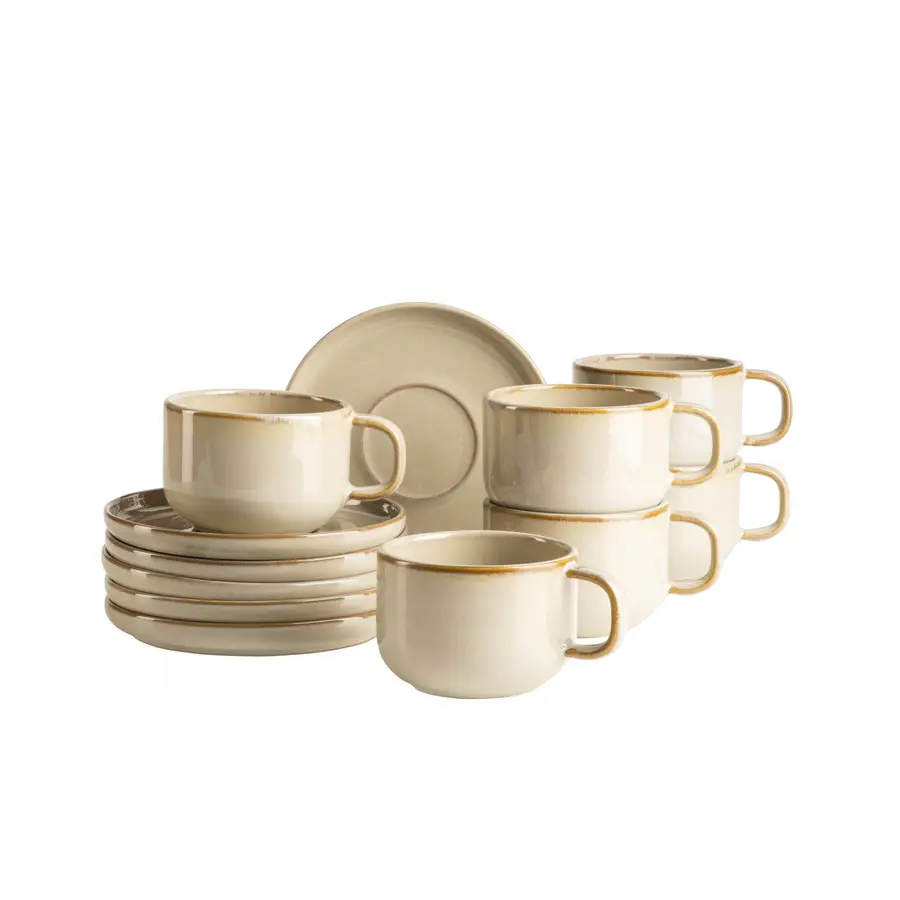 Kaffeetassen-Set Cordelia beige Steinzeug 12 Stk