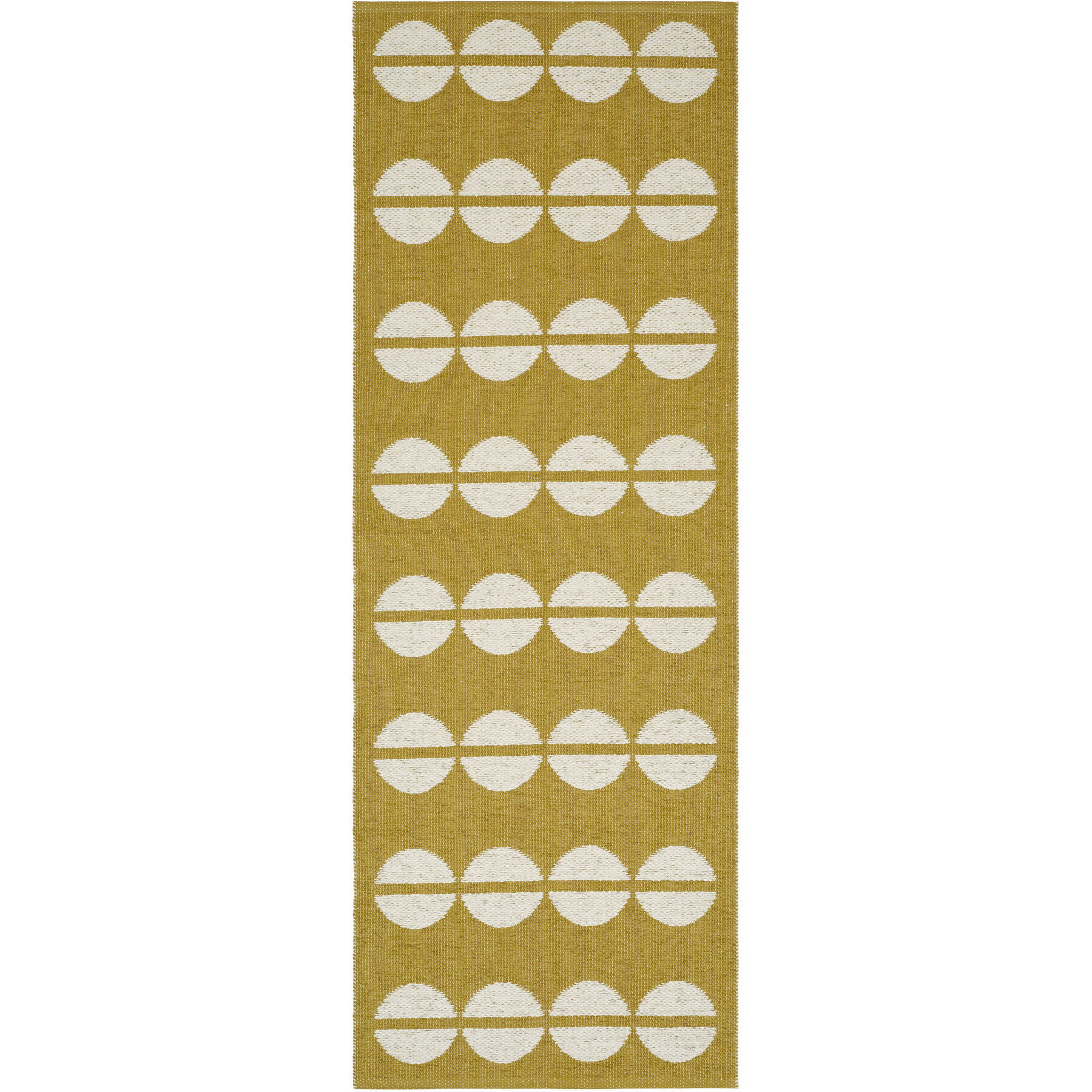 HORREDSMATTAN Outdoor-Teppich Bastian senfgelb Tupfenmuster Phthalatfreies PVC 90 Prozent, Polyester 10 Prozent 70 x 400 cm - Material: Phthalatfreies