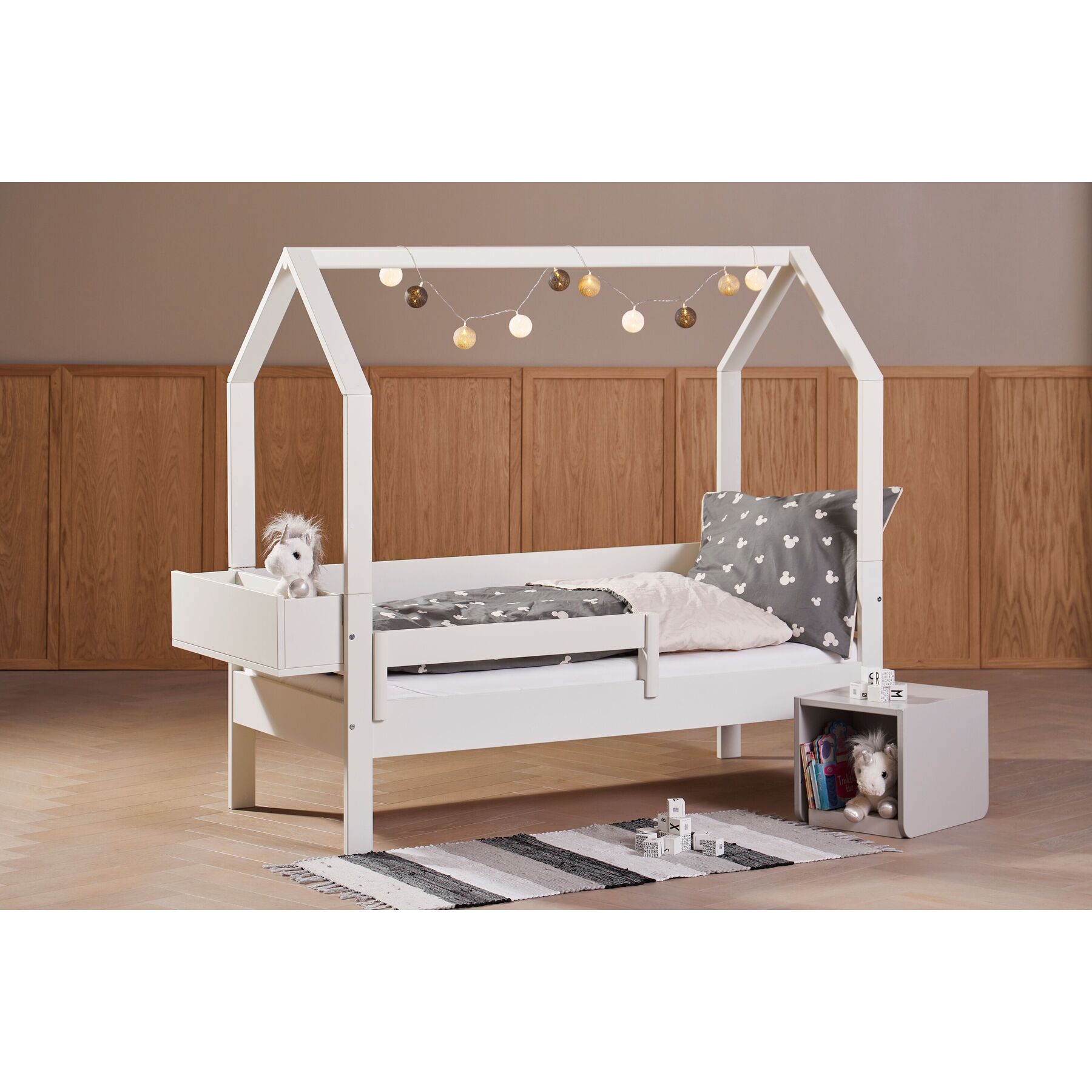 Kinderbett Leba weiss Buche 70 x 160 cm - Material: Buche massiv, MDF - Kinderbett