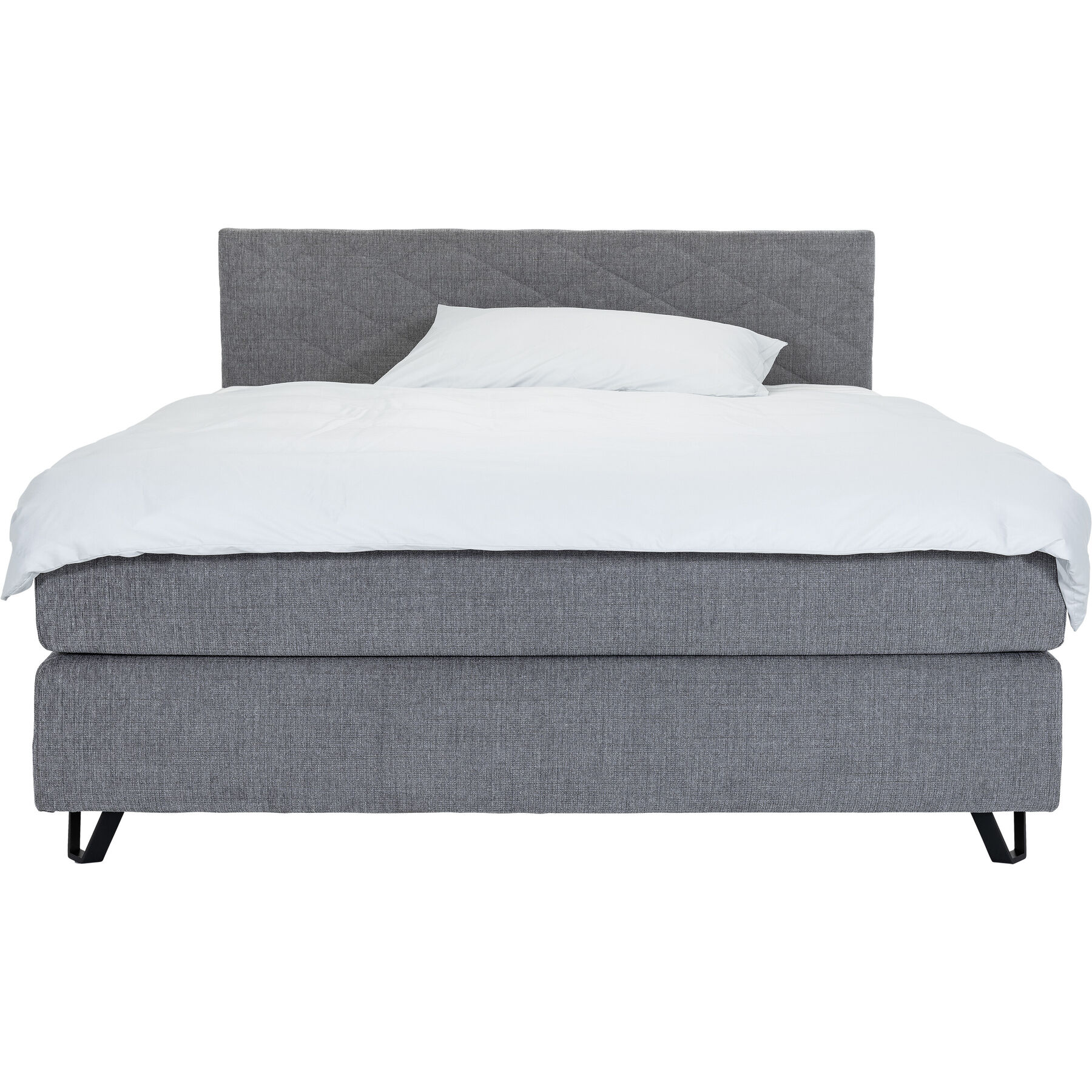 Boxspringbett Sørensen grau Stoff 180 x 200 cm - Möbel Konfigurator: Traummöbel individuell zusammenstellen - Boxspringbett