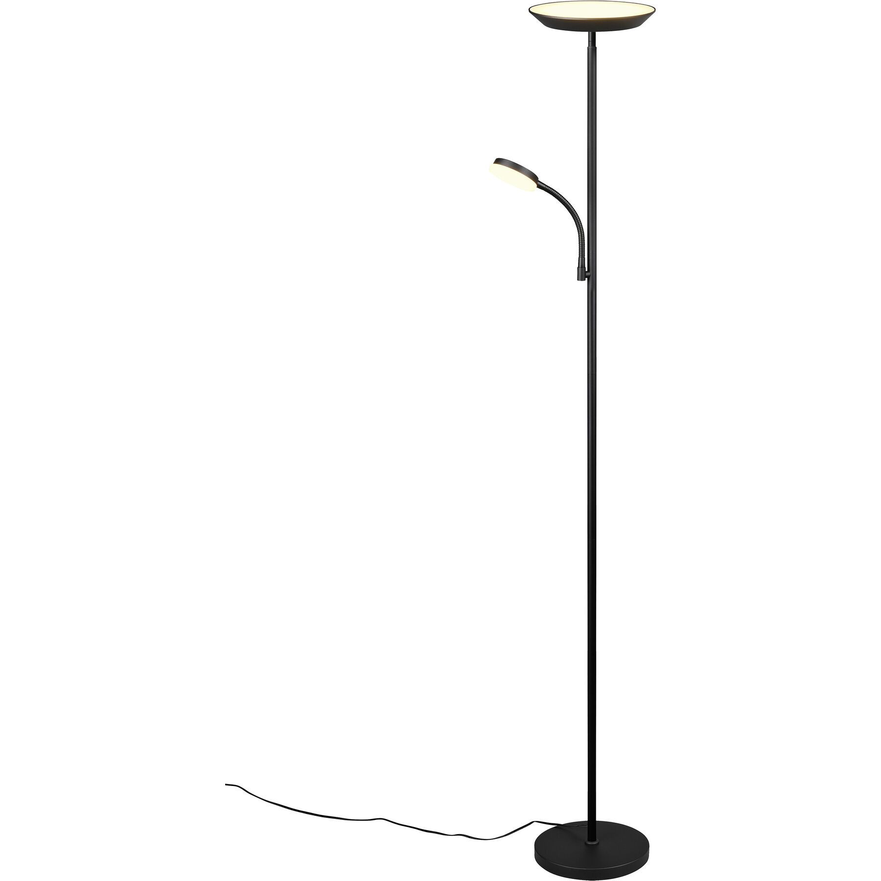 Stehlampe Lorin schwarz Kunststoff/Metall 1900 lm H 178 cm - LED - Lichtfarbe: Extra warmweiss - Helles Neutralweiss - LED Energiesparlampen
