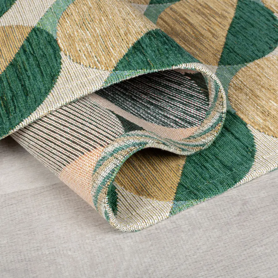 Teppich Folklore beige/grün Symmetrie Acryl/Polyester 155 x 230 cm
