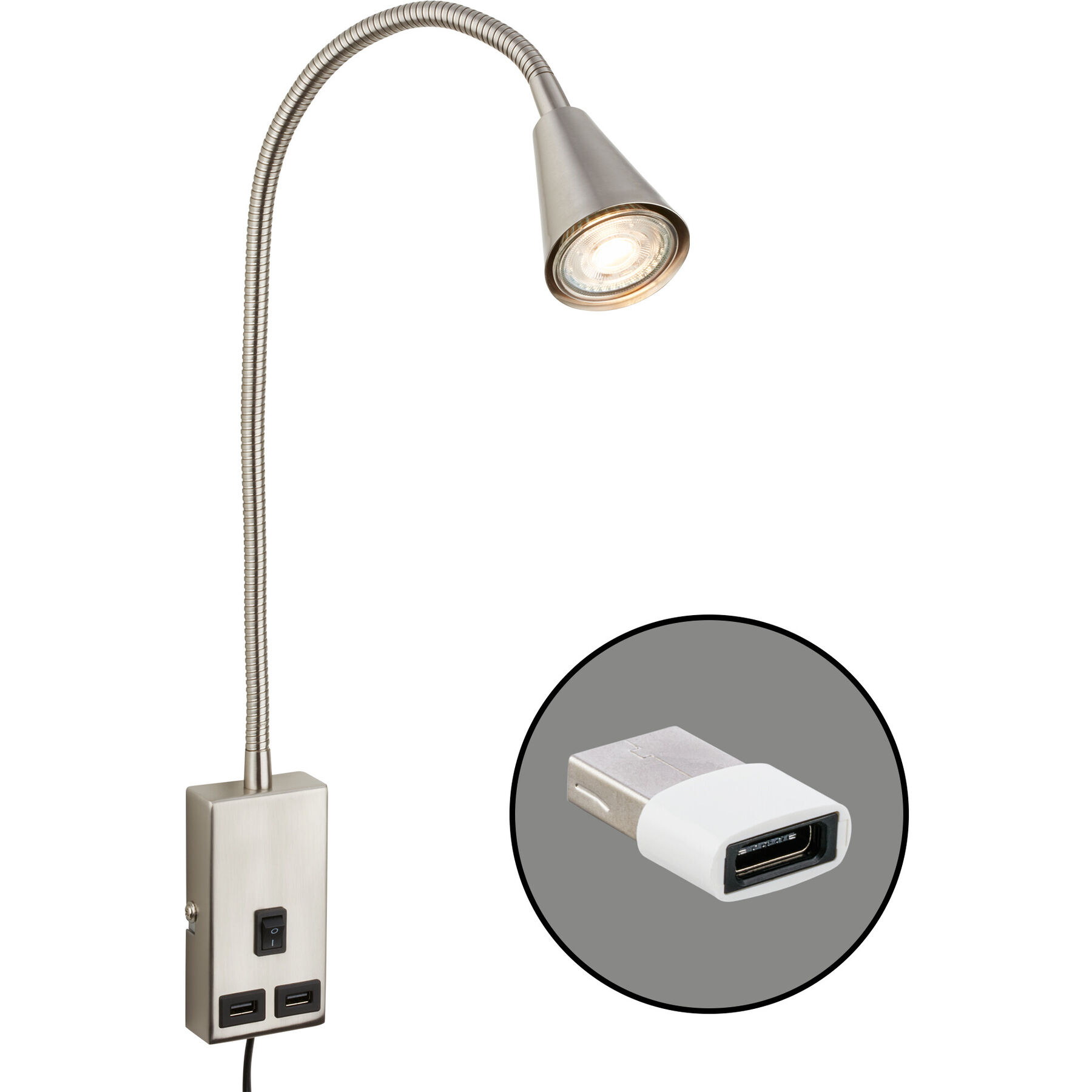 Wandlampe Justra Nickel matt Metall H 42.5 cm