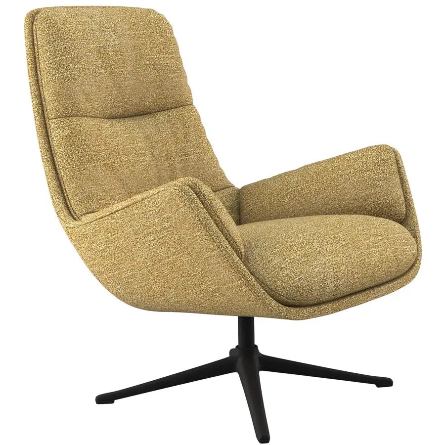 Stilvoller Sessel Halani Stoff senfgelb drehbar B 93 cm T 84 cm H 95 cm