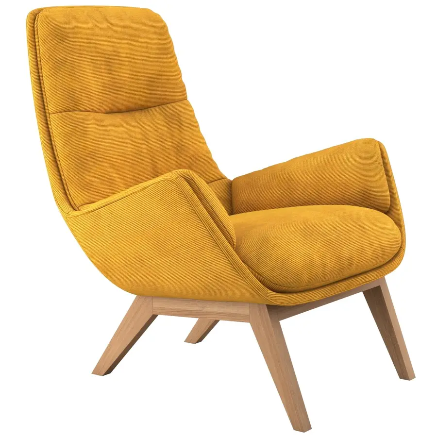 Komfortabler Sessel Halani Stoff senfgelb B 93 cm T 84 cm H 95 cm