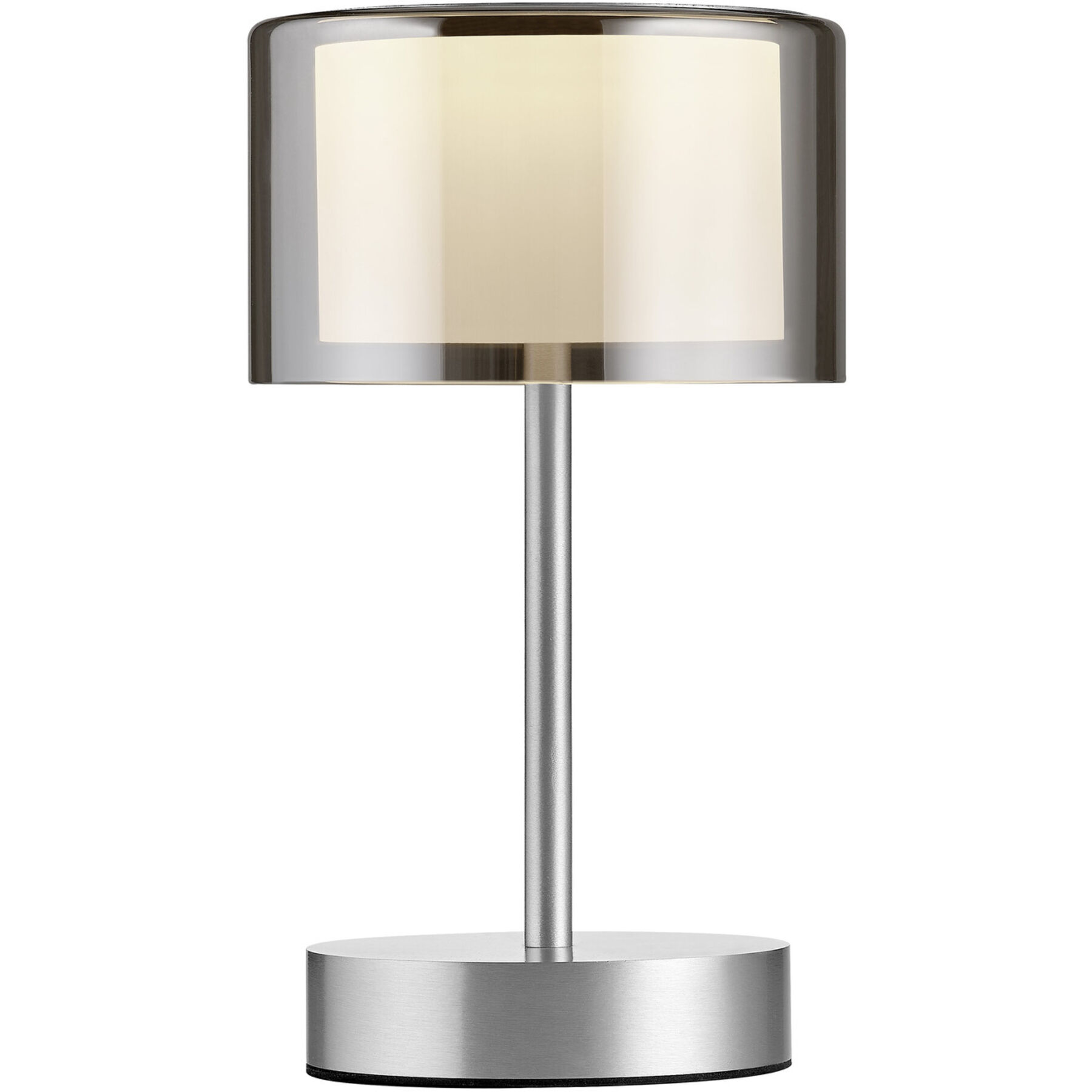 Designer-Tischlampe Bankamp Grand Smoke Akku aluminium matt dimmbar D 15 cm H 25 cm - Material: Aluminium/Stahl - LED - Lichtfarbe: Extra warmweiss - LED Energiesparlampen