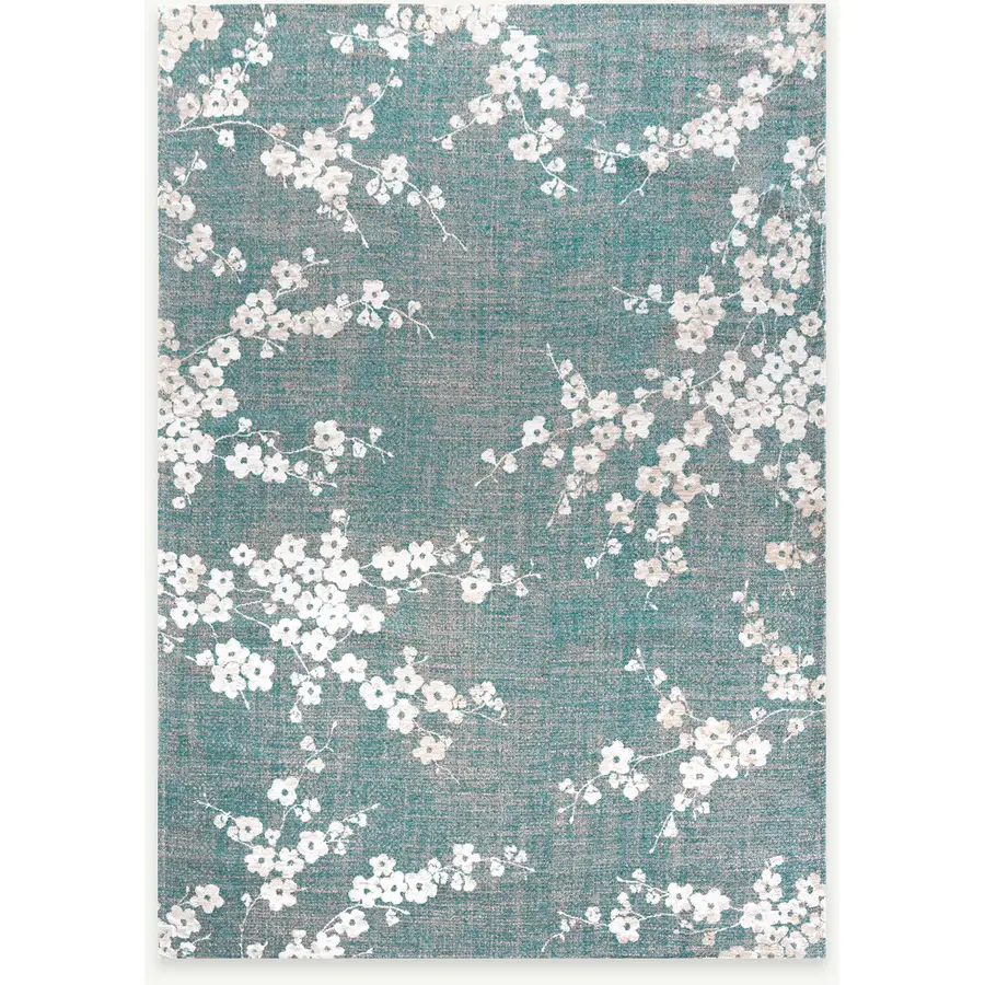 Teppich Lake Blue blau Blumenmuster Polyester 140 x 140 cm