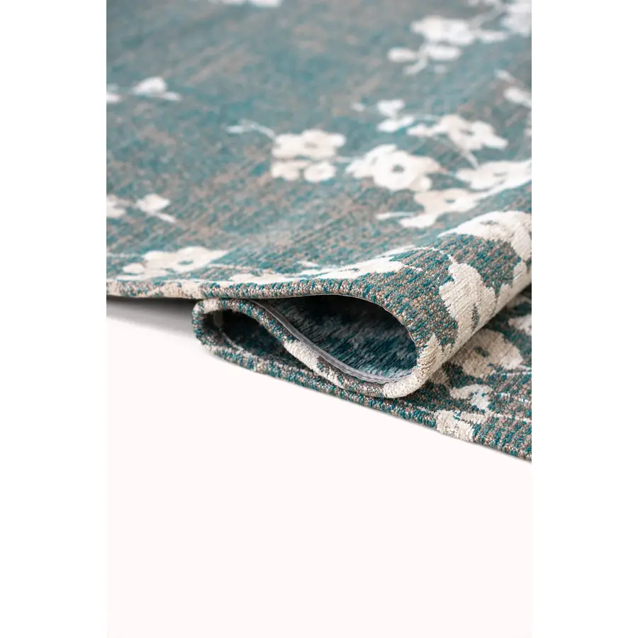 Teppich Lake Blue blau Blumenmuster Polyester 140 x 140 cm