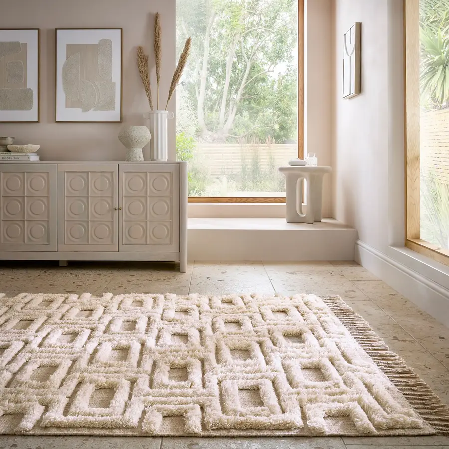 Teppich Wynz natur Symmetrie Wolle 160 x 230 cm