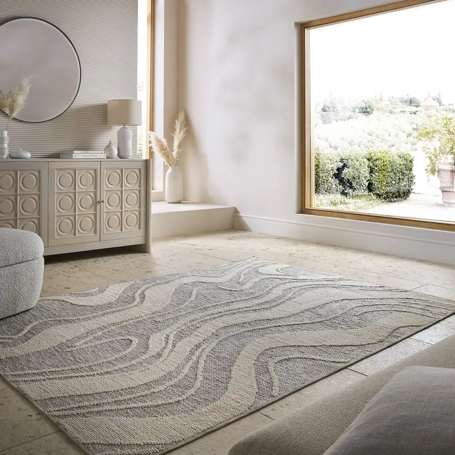 Teppich Fluxi hellgrau Gefleckt/Meliert Polyester 160 x 223 cm