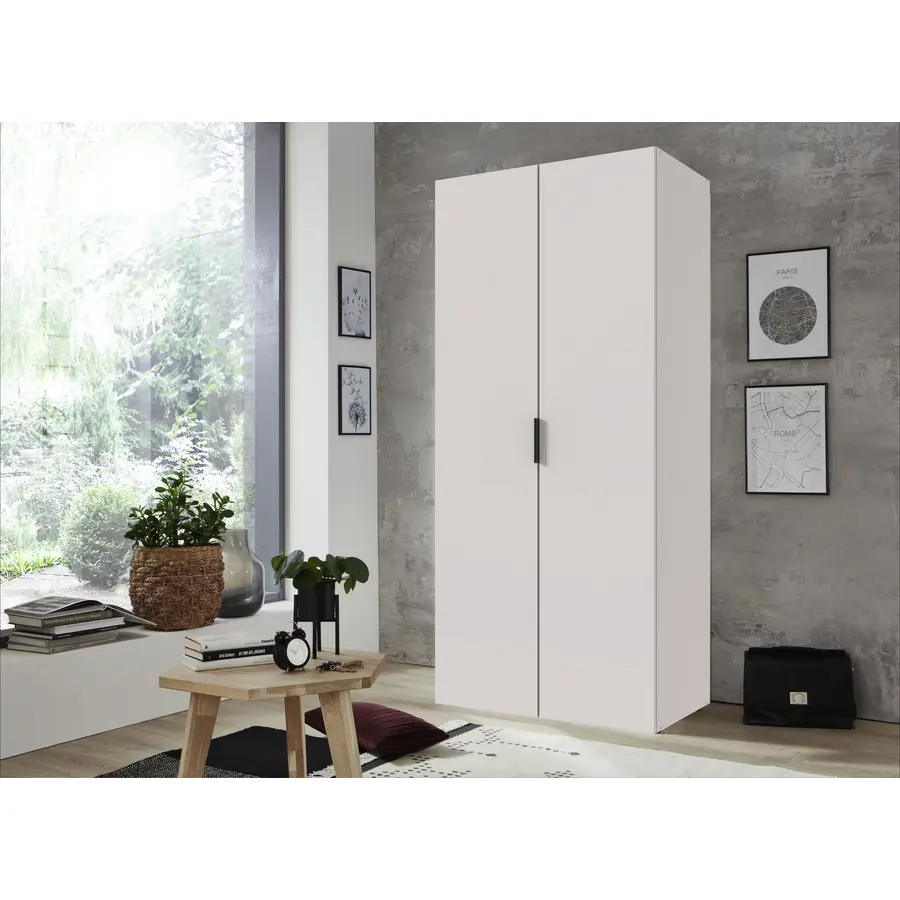 Kleiderschrank Modu weiss/schwarz Holzwerkstoff B 80 cm
