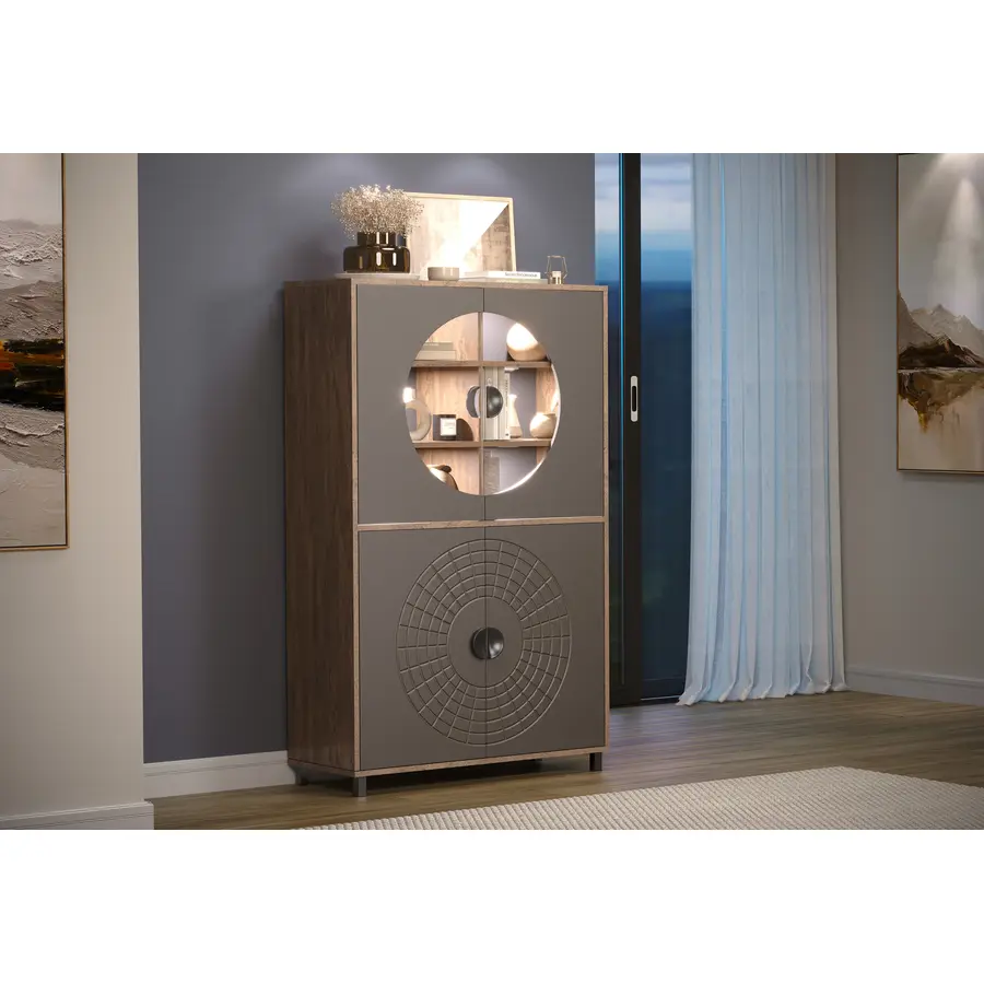 Vitrine Vojo taupe Holzwerkstoff B 97 H 163 cm