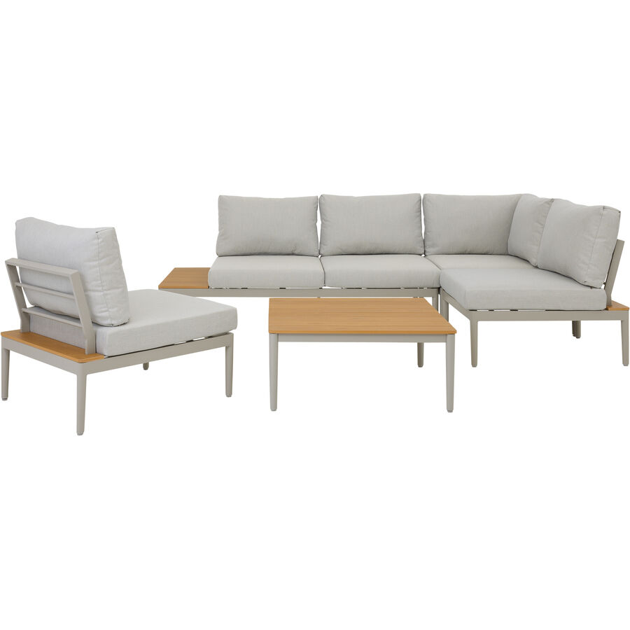 Gartenlounge Florida Grau Aluminium B 246.5 cm – Farbe: hellgrau – Gartenlounge – Wetterfeste Gartenmöbel & Accessoires