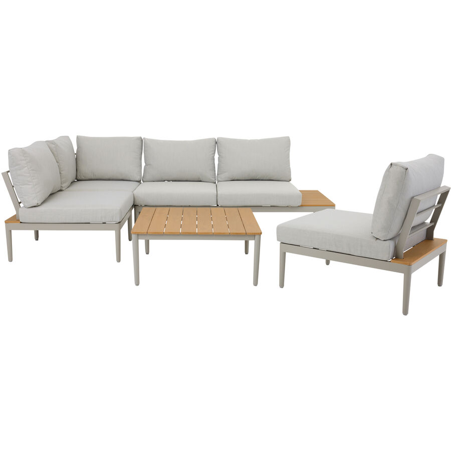 Lounge Florida Grau Aluminium 246.5 cm 148.5 cm – Farbe: hellgrau – Gartenlounge – Wetterfeste Gartenmöbel & Accessoires
