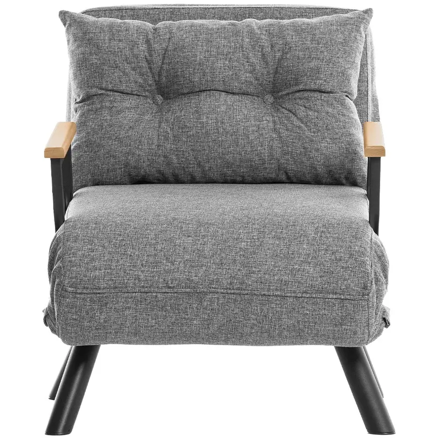 Funktionaler Sessel Foldbar Leinen hellgrau ausziehbar B 78 cm T 60 cm H 78 cm