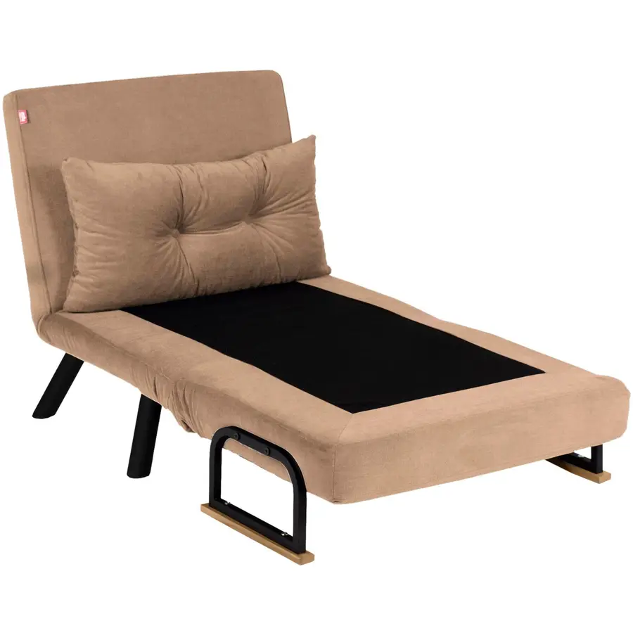 Funktionaler Sessel Foldbar Stoff hellbraun ausziehbar B 78 cm T 60 cm H 78 cm