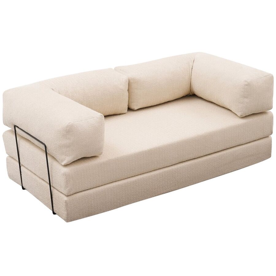 Bettsofa Foldbar Beige Polyester 190 cm 95 cm