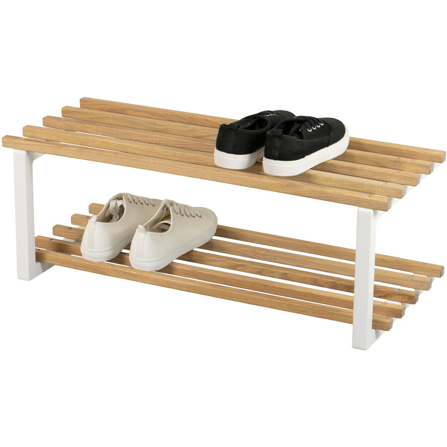 Spinder Design Scarpiera Arya Bianco/Marrone Legno/Acciaio 71 cm 26 cm - Colore: Bianco, rovere - Materiale: Rovere/acciaio - Scarpiera