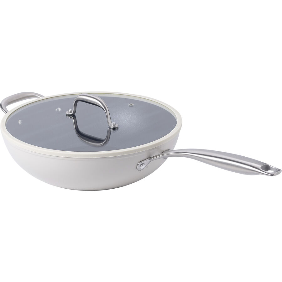 Bratpfanne Colori Weiss/Schwarz Aluminium D30 cm H8.5 cm
