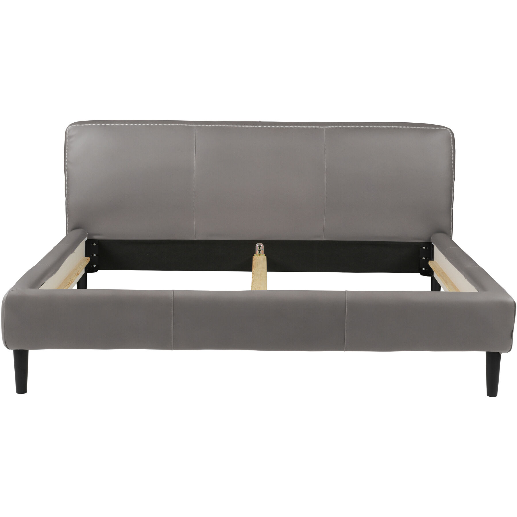 Bett Bly grau Leder 140 x 210 cm