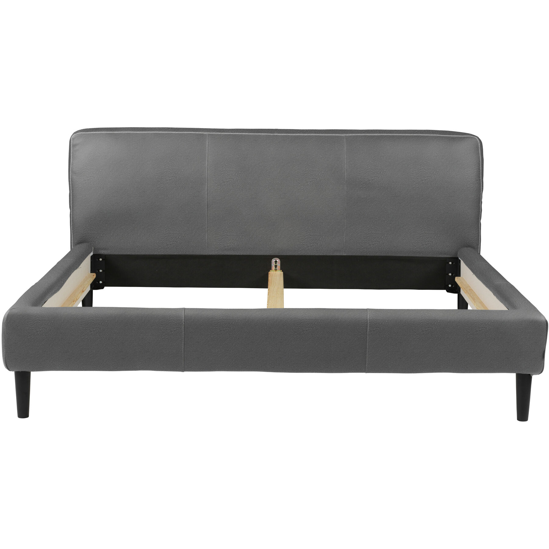 Bett Bly grau Leder 200 x 210 cm