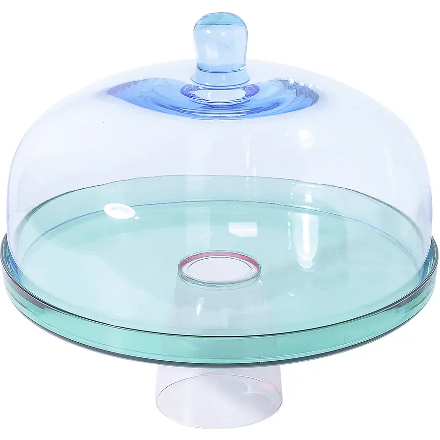 Tortenplatte Rhea transparent / blau / grün Glas