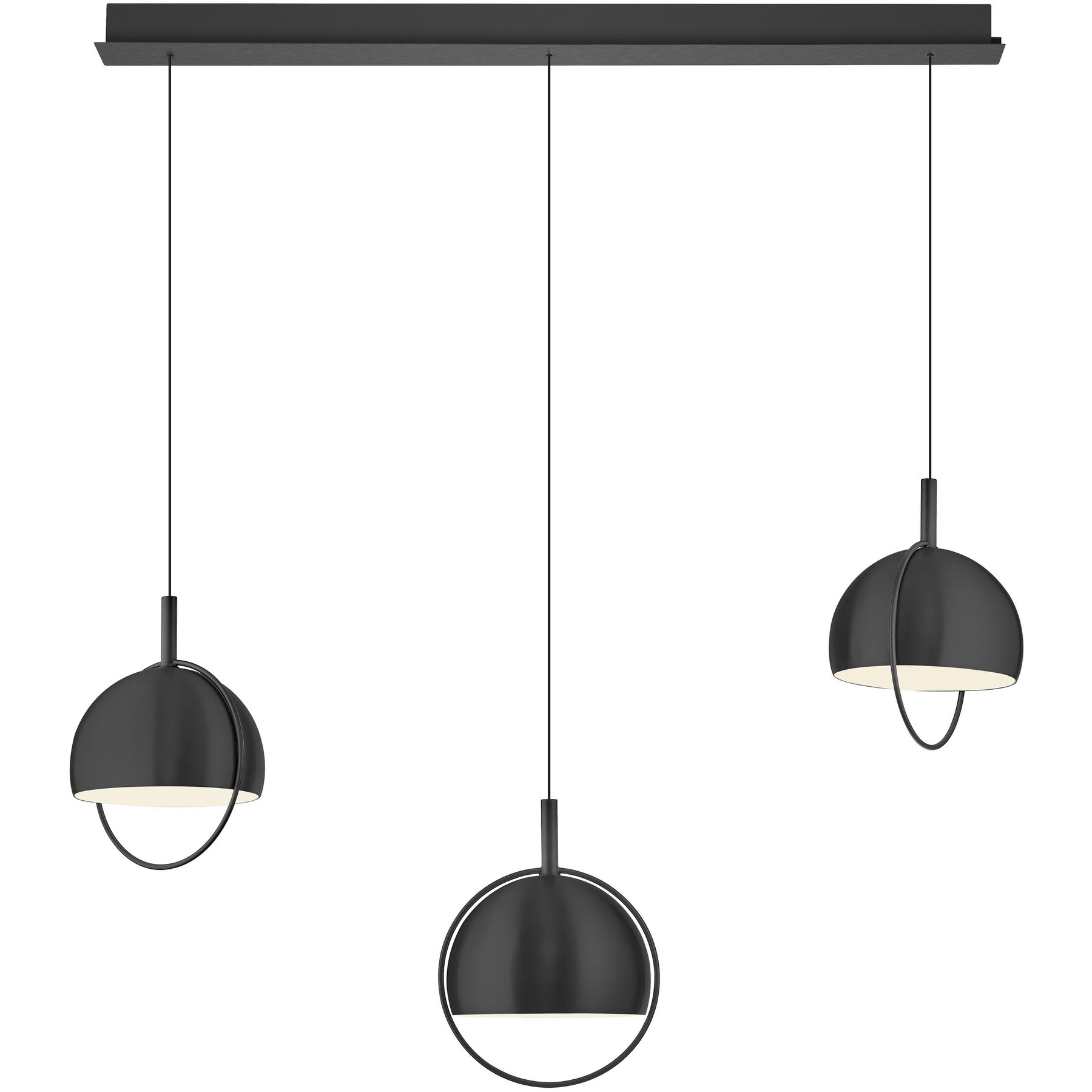 Pendellampe Hoop schwarz Aluminium/Eisen 3300 lm Dimmbar B 100 cm - LED - Lichtfarbe: Warmweiss- LED Energiesparlampe