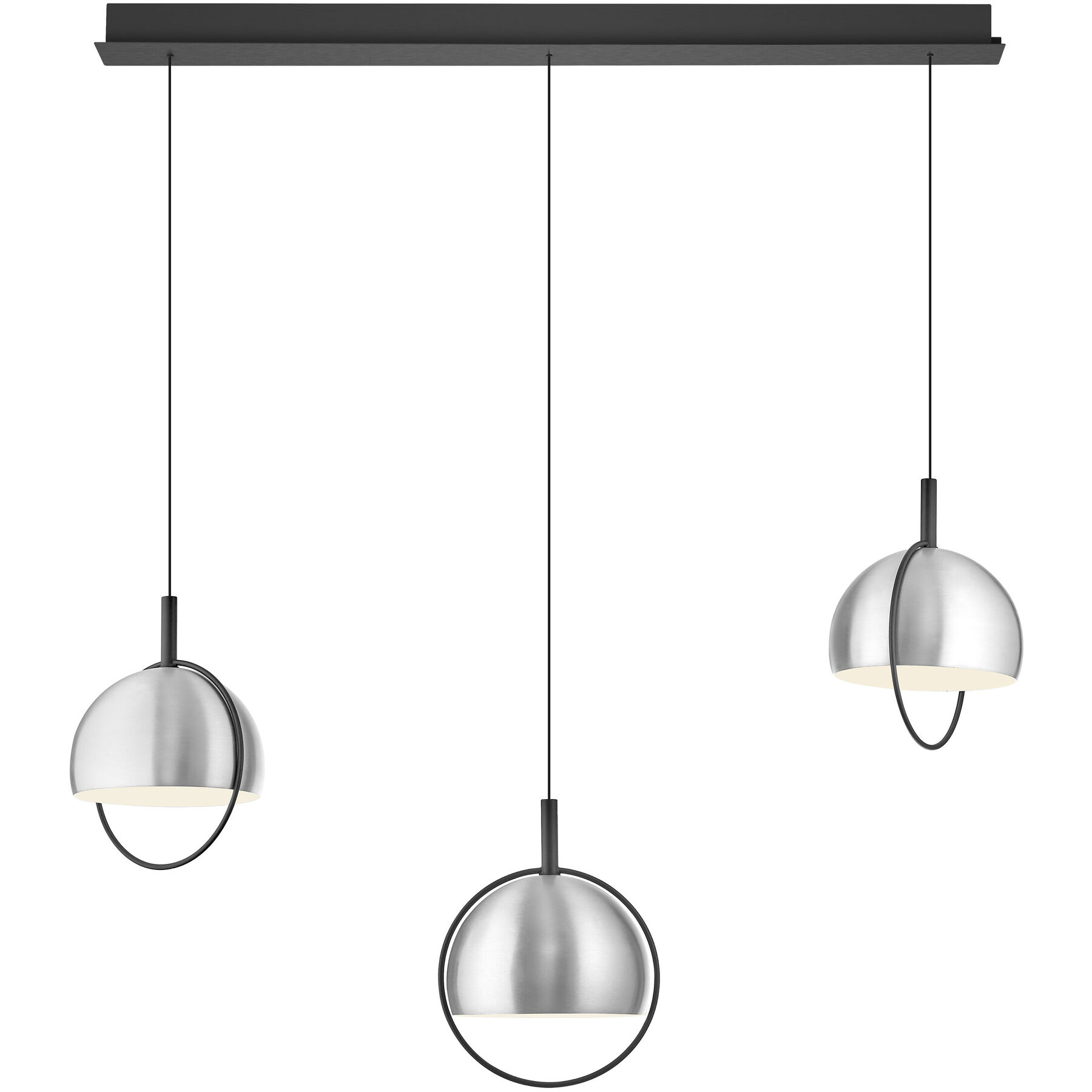 Pendellampe Hoop Aluminium matt Aluminium/Eisen 3300 lm Dimmbar B 100 cm - LED - Lichtfarbe: Warmweiss- LED Energiesparlampe