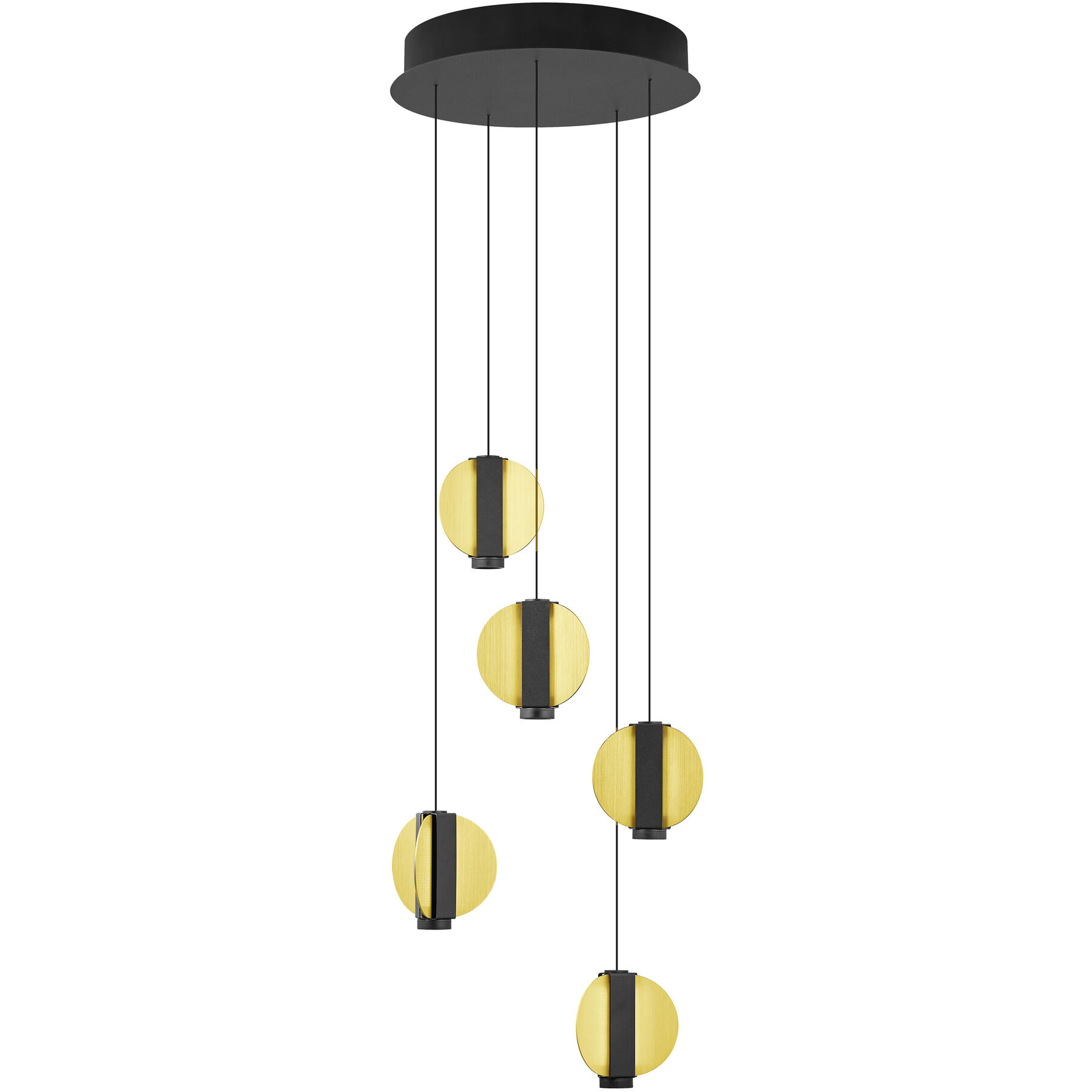 Pendellampe Iris schwarz-gold Aluminium/Eisen 3350 lm Dimmbar B 33 cm - LED - Lichtfarbe: Warmweiss- LED Energiesparlampe