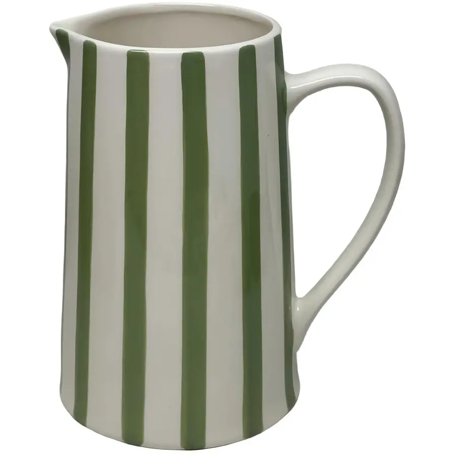 Krug Stripes grün / weiss Keramik B 18 cm H 21.5 cm 2 l