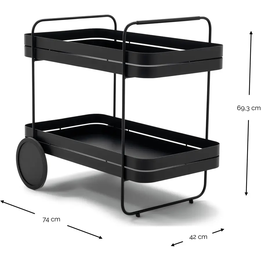 Servierwagen Hesta schwarz Stahl B 42 T 74 cm H 69.3 cm