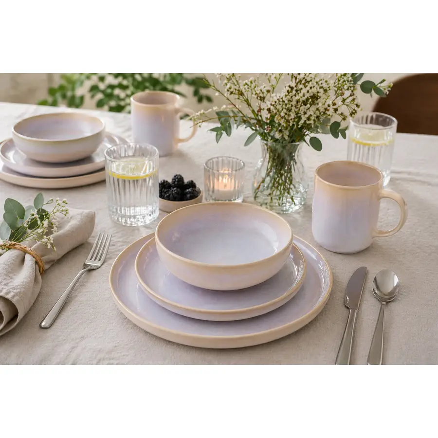 Geschirr-Set Keira kaschmir-grau Stoneware 16 Stk