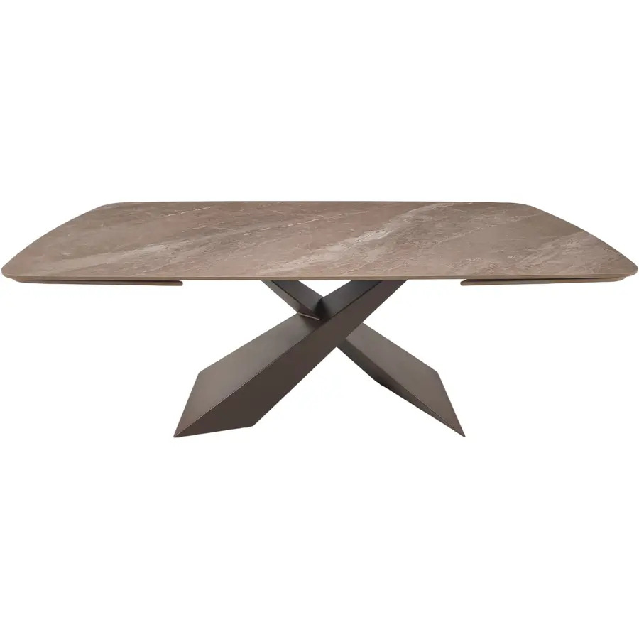Tisch Musa Tischplatte aus Keramik / Füsse Metall Braun / Schwarz B 100 T 200 cm