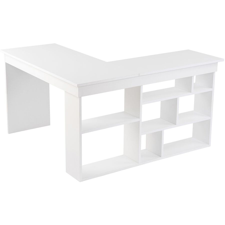 Bureau Georis, blanc, matériau à base de bois, 130 cm - Couleur: blanc naturel