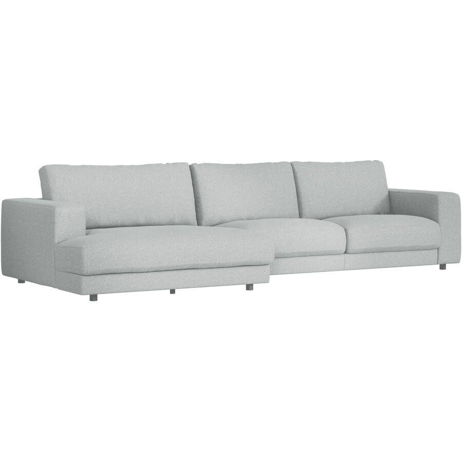 Ecksofa Recamiere links Ava Stoff frost grey B 350 T 150 cm - Material: Bezug: 100% Polyester - Möbel Konfigurator: Traummöbel individuell