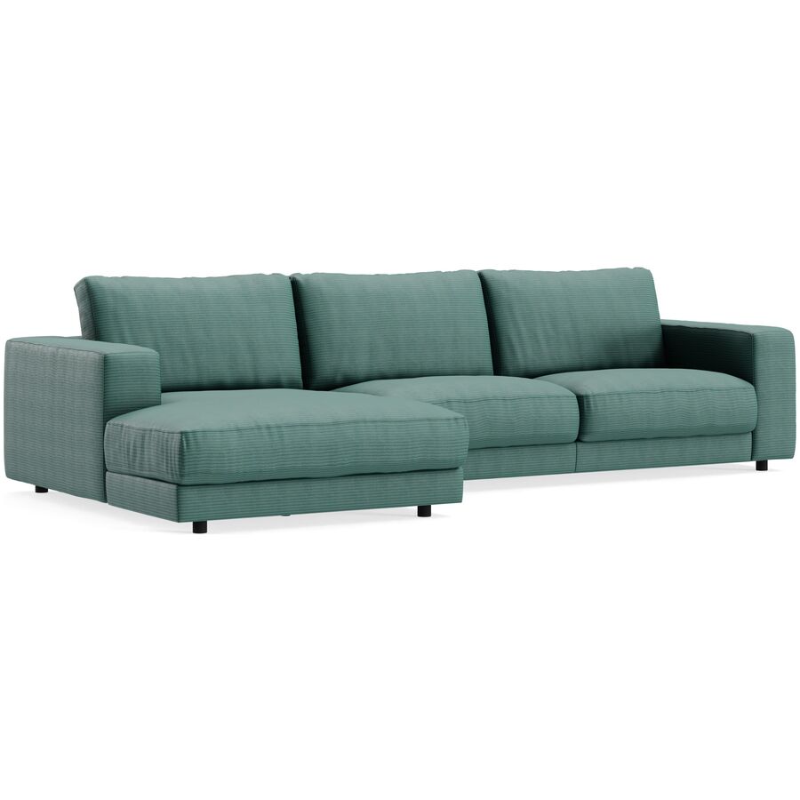 Ecksofa Recamiere links Ava Stoff green B 320 T 170 cm - Material: Bezug: 88% Polyester, 12% Polyacryl - Möbel Konfigurator: Traummöbel individuell