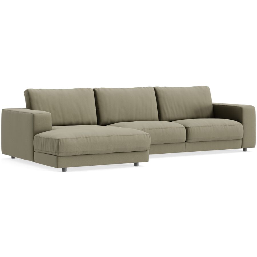 Ecksofa Recamiere links Ava Stoff green B 320 T 170 cm - Material: Bezug: 100% Polyester - Möbel Konfigurator: Traummöbel individuell zusammenstellen