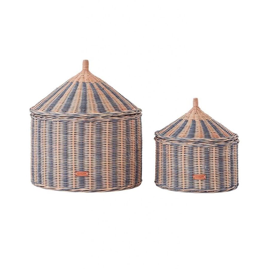 Cesto per giocattoli OYOY Rattan blu L 50 P 50 H 41 cm - Colore: marrone - Cestino portaoggetti