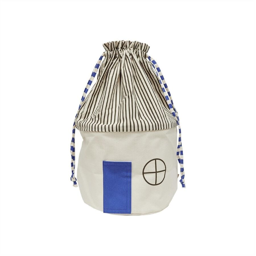 Cesto per giocattoli OYOY Cotone beige L 34 P 34 H 52 cm - Colore: blu - Cestino portaoggetti