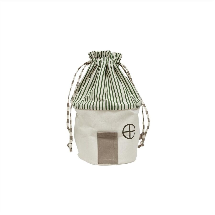 Cesto per giocattoli OYOY Cotone beige L 26 P 26 H 40 cm - Colore: verde - Cestino portaoggetti