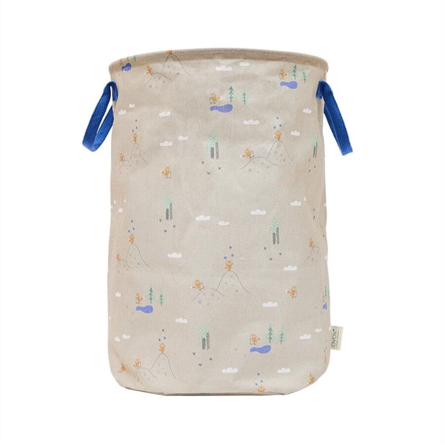 Cesto per giocattoli OYOY Beige Cotone/Poliestere L 38 P 38 A 54 cm - Colore: blu - Cestino portaoggetti