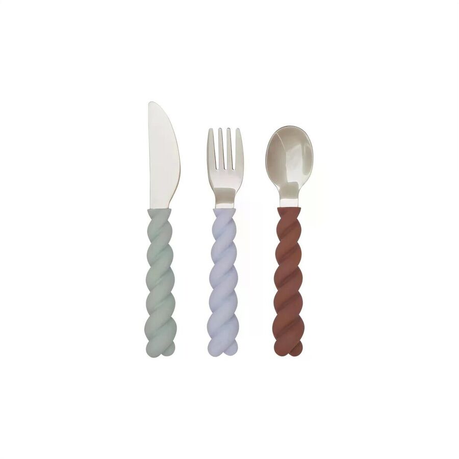 Kinderbesteck OYOY Blau Silikon/Kunststoff T 14.5 cm - Farbe: Braun