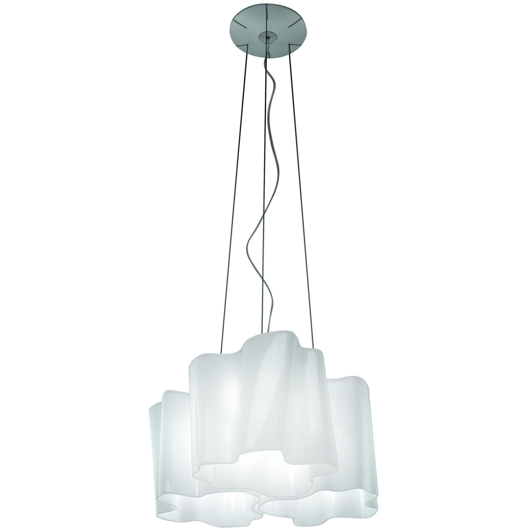 Designer-Pendellampe Artemide Logico Aluminium/Glas D: 45 cm, 3x E27 - Farbe: seide