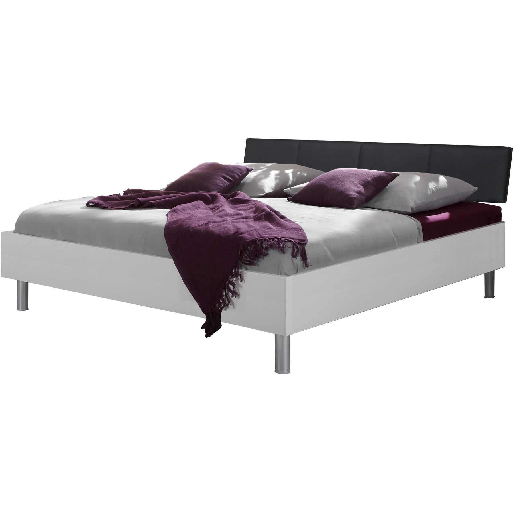 MyDeal Bett Dara Weiss/Schwarz Holzwerkstoff 90x200 cm - Bett